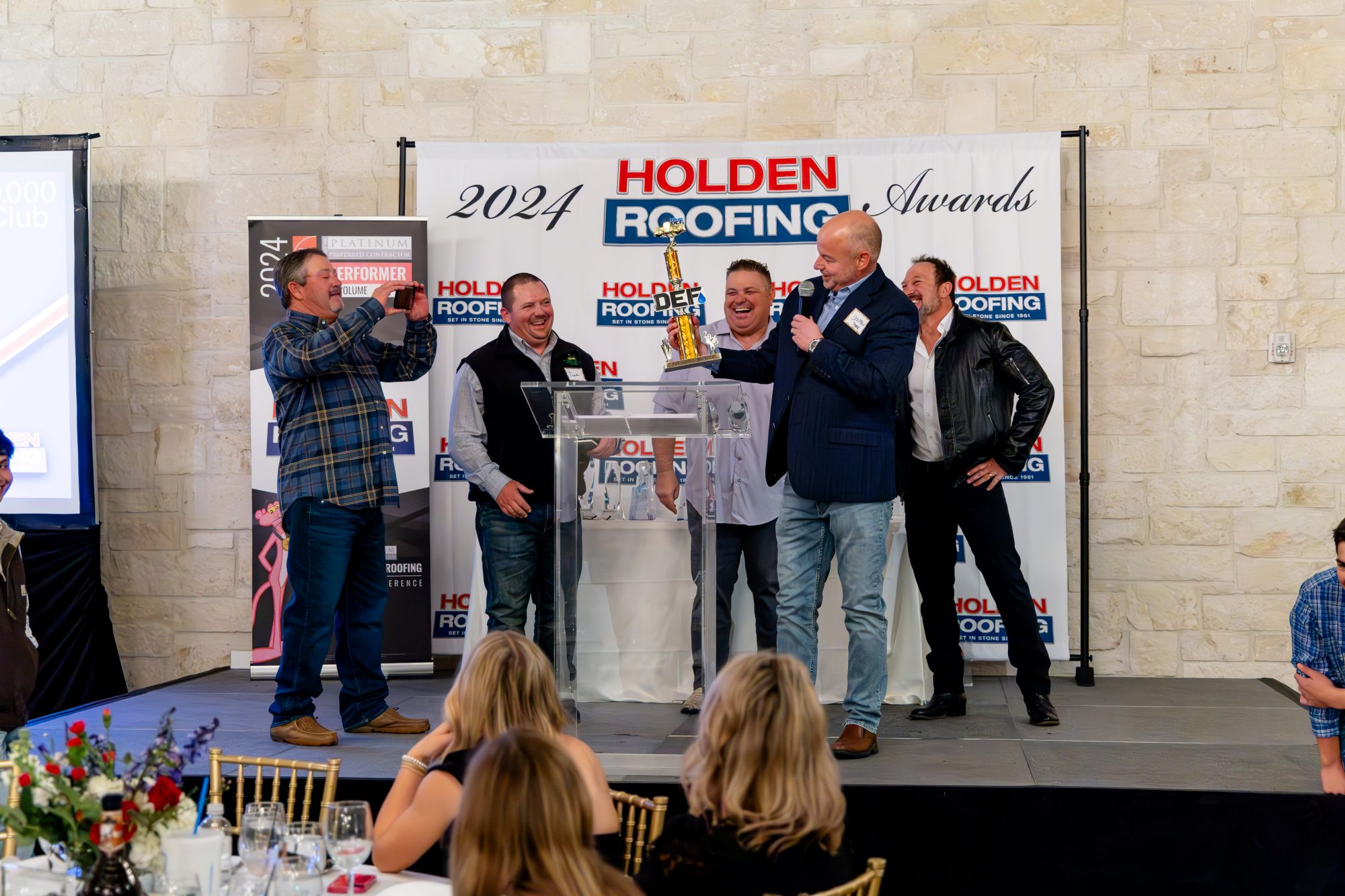 The Holden Roofing team at the company awards night