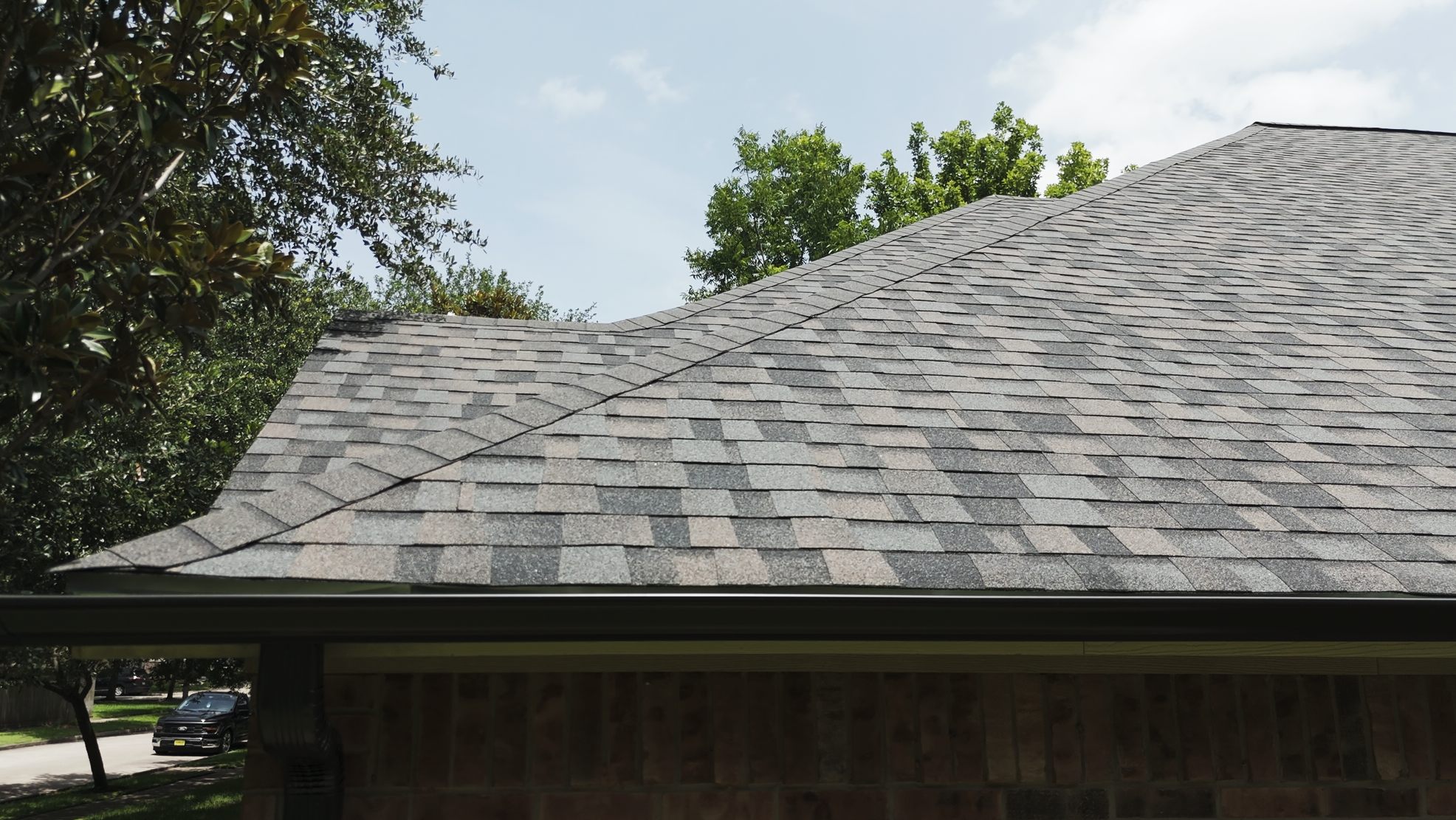 Architectural shingle roof close-up