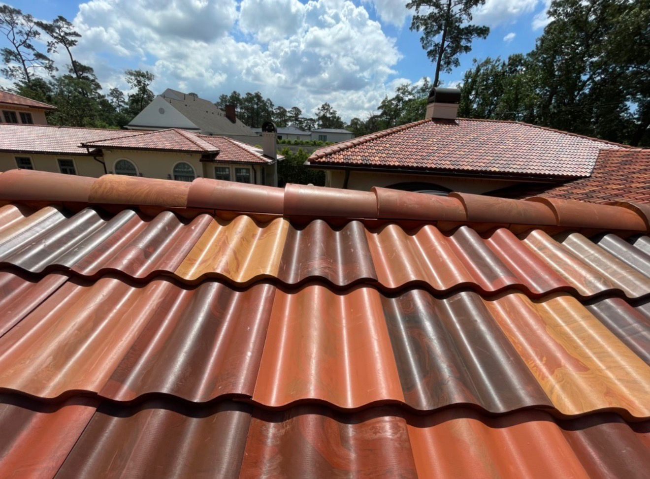 Barrel tile roof close-up