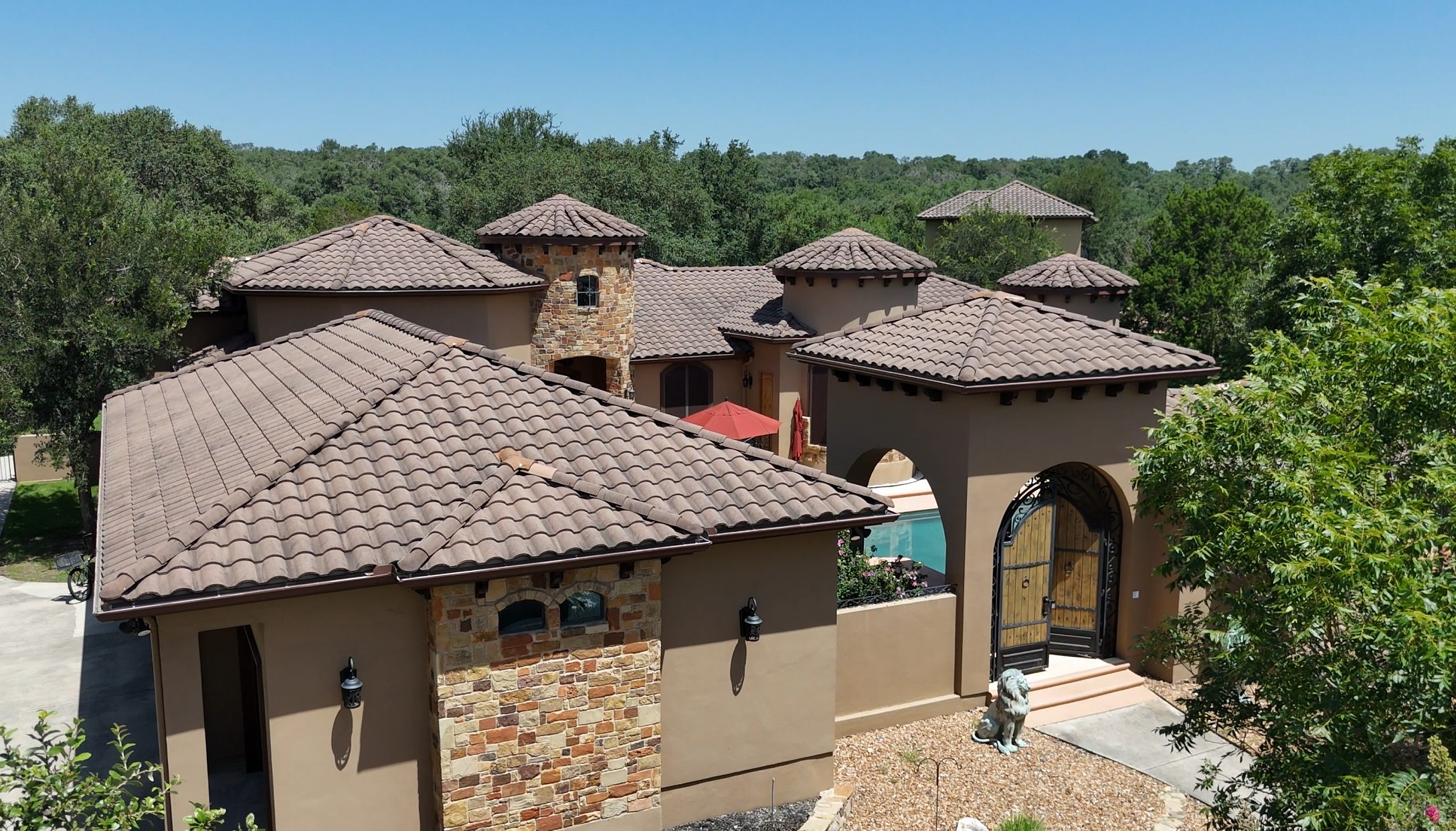 Concrete tile roof on a Hill Country home